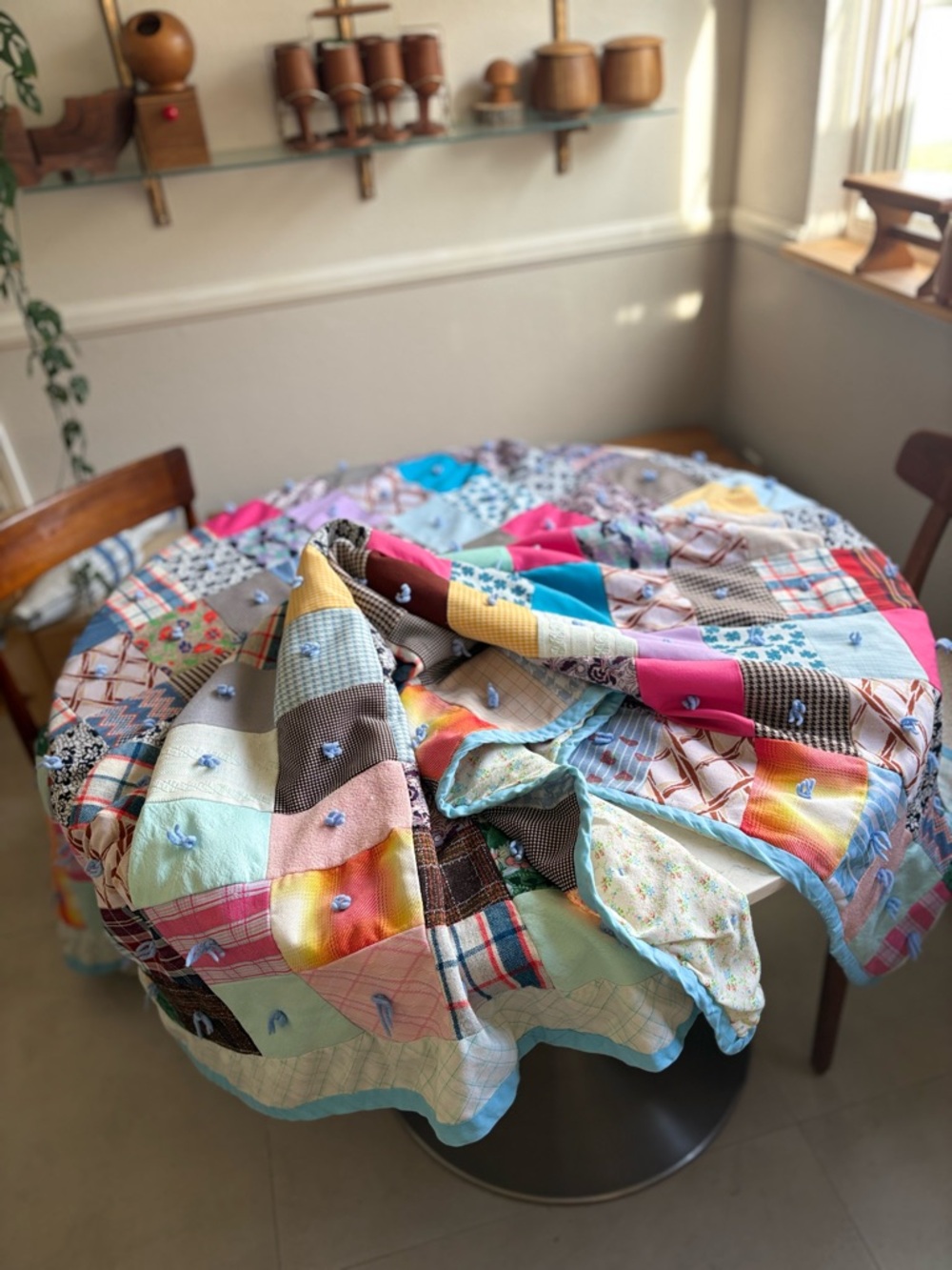 Vintage Colorful Handmade Patchwork Quilt - Multicolor